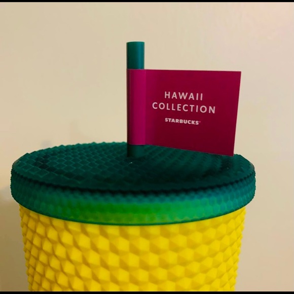 Starbucks Pineapple Studded Tumbler Yellow Cold Cup 24oz Hawaii Exclusive NWT - Picture 5 of 9